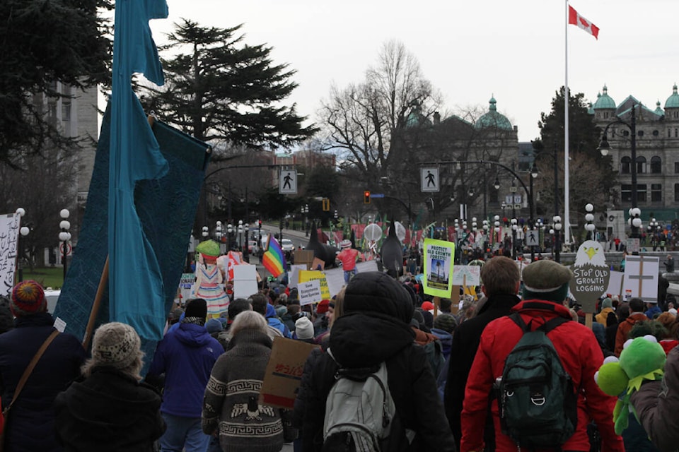 Hundreds turned up to support old growth protections during the march and rally Feb. 25. (Hollie Ferguson/News Staff) Hundreds turned up to support old growth protections during the march and rally on Feb. 25. (Hollie Ferguson/News Staff)