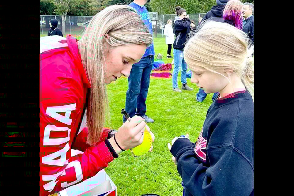 Larissa Franklin (left) has been playing on the Softball Canada Women’s National Team since 2013. (Special to The News)