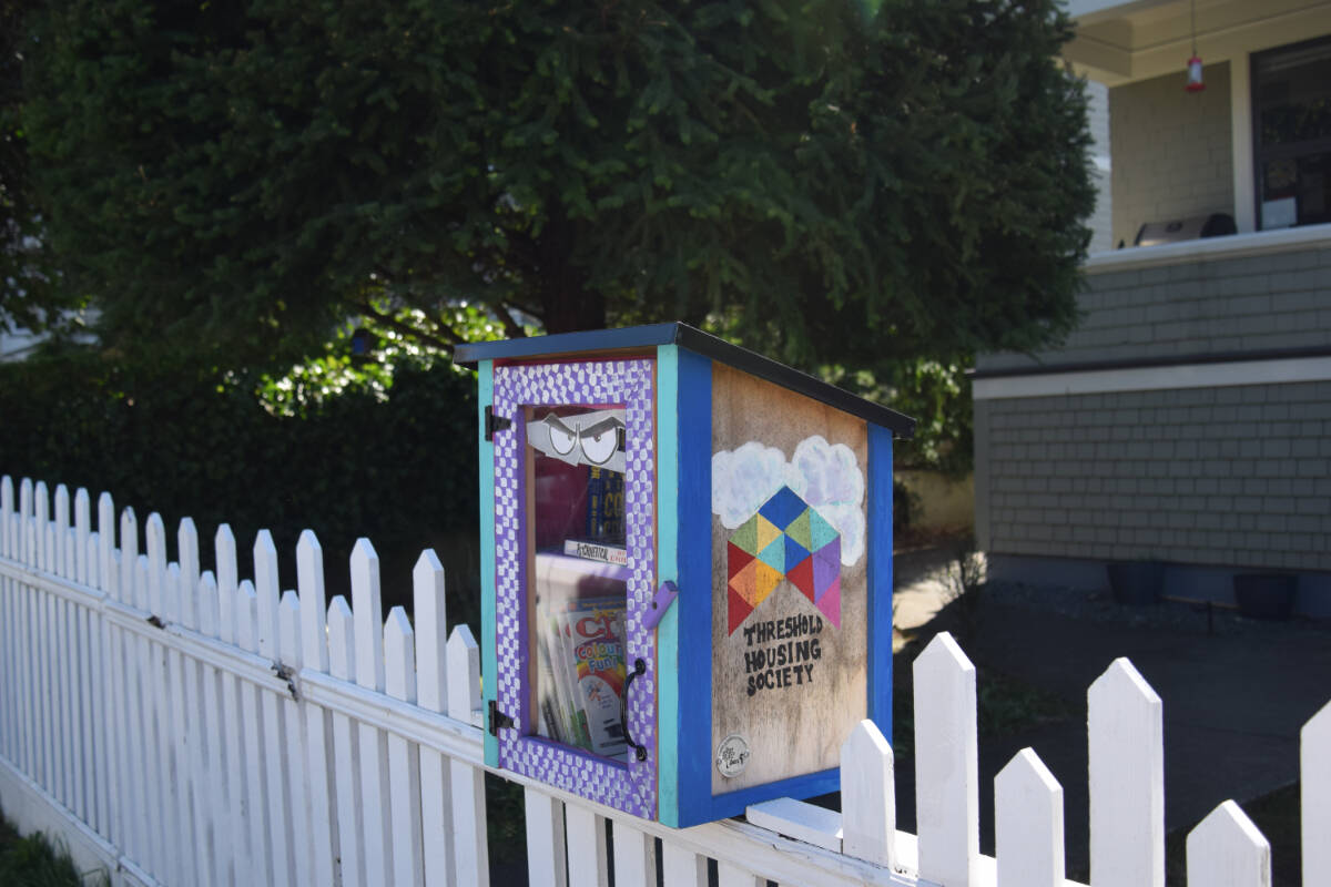 A Free Little Library, built by the youth, stands always stocked in front of the home. (Hollie Ferguson/News Staff)
