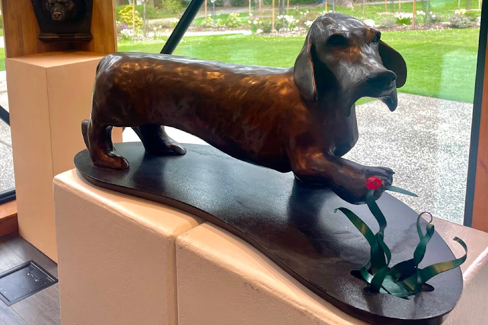 Joy of Life Unbalanced by Joanne Helm is a bronze sculpture on display at Sculpture Splash. (Hollie Ferguson/News Staff)