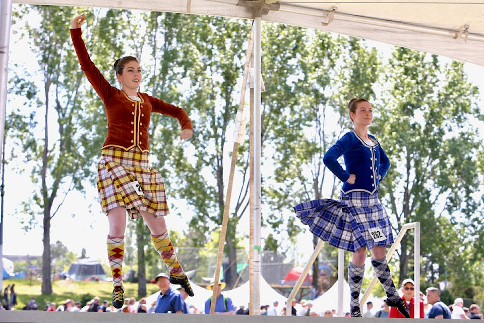 Highland dancers perform in front of the audience and judges Saturday, May 20, during the 160th Victoria Highland Games in Topaz Park. (Justin Samanski-Langille/News Staff)