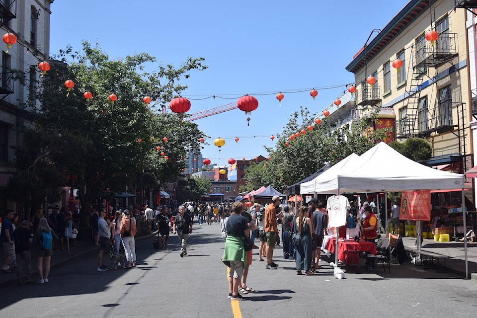 A large crowd gathered in Victoria’s Chinatown for the Awakening Chinatown Festival Sunday (May 28). (Brendan Mayer/News Staff)