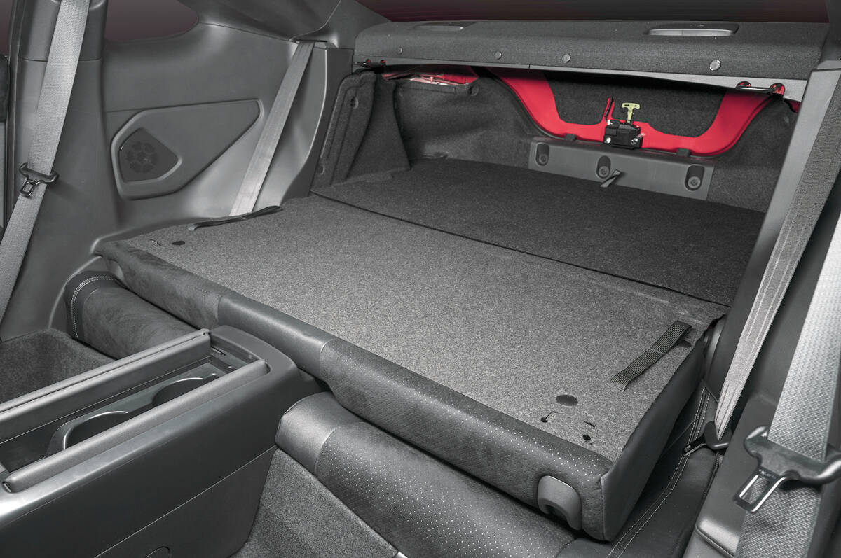 Of course the GR86 is a small car, so, thankfully, the rear seat folds flat to provide room for golf clubs and larger purchases. PHOTO: TOYOTA