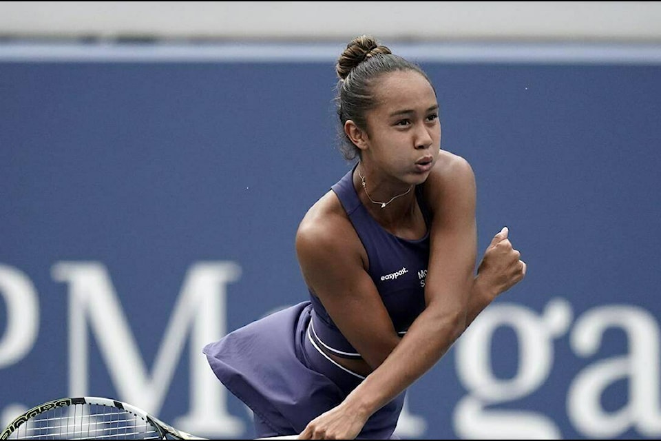 Leylah Fernandez of Canada during the first round of the U.S. Open tennis tournament, Tuesday. Aug. 29, 2023, in New York. (AP Photo/Vera Nieuwenhuis)