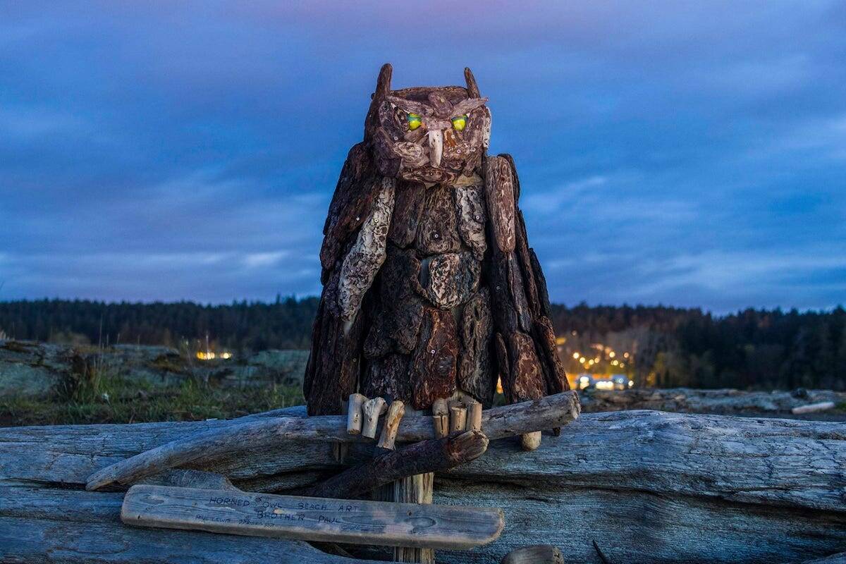 Esquimalt Lagoon driftwood sculpture. (Tim Collins)