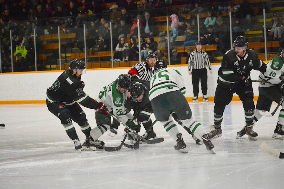 The Nechako North Stars play against the Williams Lake Stampeders Saturday, Feb. 18, during the playoffs. (Monica Lamb-Yorski photo - Williams Lake Tribune)