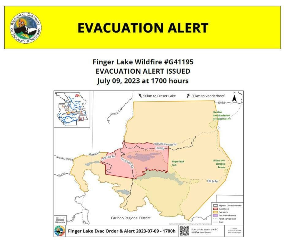 Evacuation order issued for Finger Lake area Vanderhoof Omineca Express