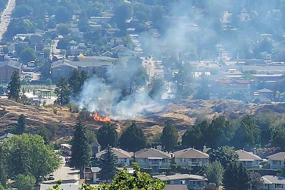 Flames rise from Becker Park Wednesday, Aug. 7. 