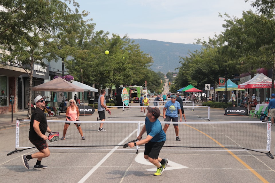 A block in downtown Vernon was closed to traffic to make way for the first ever Pickleball Day in the city Saturday, Aug. 10, 2024. 