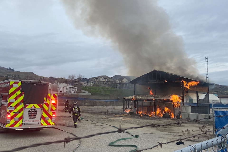 Vernon Fire Rescue Services are on-scene Friday, Nov. 29, at a shed fire on 25th Avenue. The fire was reported shortly after 9:30 a.m.