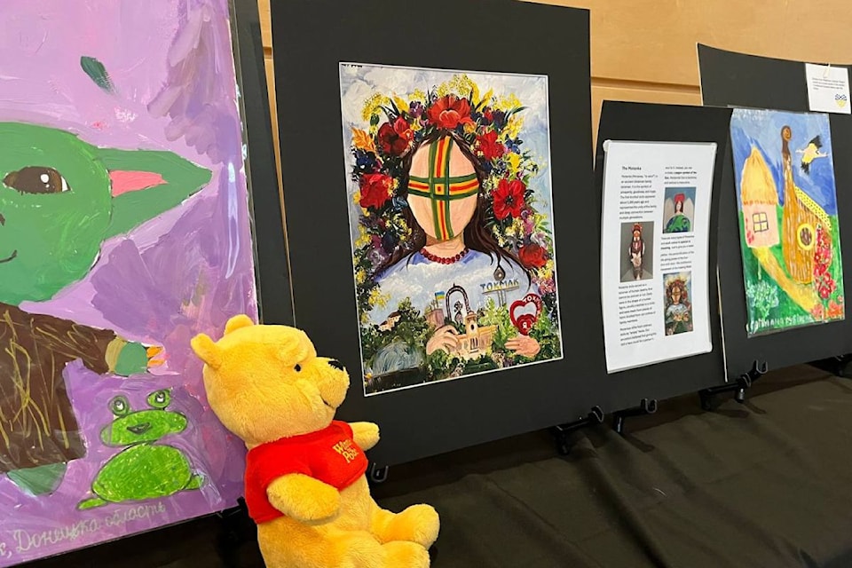 Paintings from the Little Hope Gallery were on display at the exhibition, where children from Ukraine help tell their story through art. 