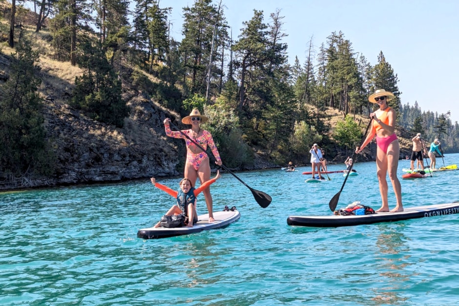 Brittney Page and Kristin (Postill) Holomis will paddleboard the length of Kalamalka Lake July 20 raising funds for the Sunflower Childcare Centre at Vernon's Okanagan College.