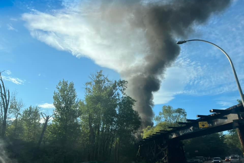 Coldstream and Lavington crews responded to a fire beside the railroad tracks near Kalamalka Beach Friday evening, July 12, 2024.
