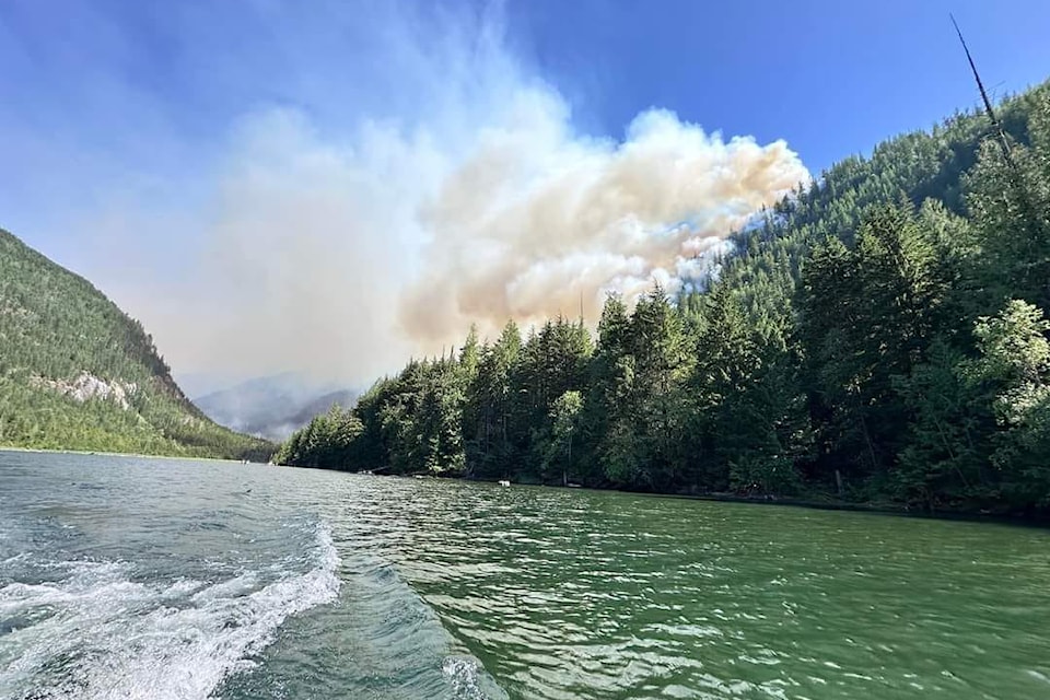 Sitkum wildfire near Sugar Lake July 25. (Sugar Lake Lodge photo)