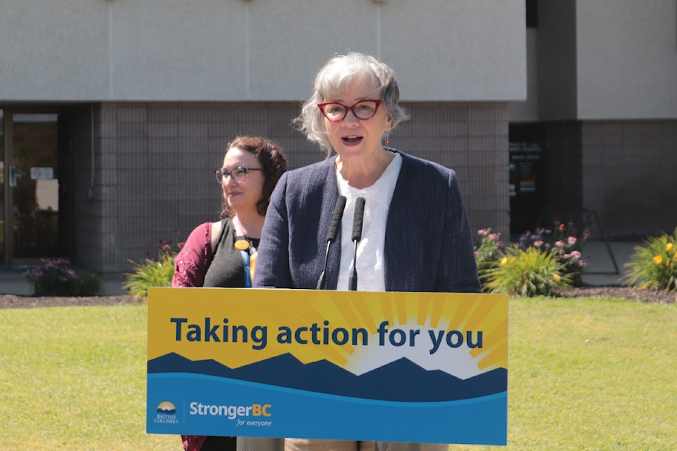 Mental Health and Addictions Minister Jennifer Whiteside announced that the province will seek to add 500 students to the mental health and addictions workforce at an announcement in Vernon Wednesday, July 31, 2024.
