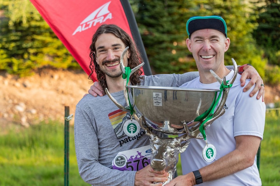 Michael Serani (left) poses with his assist in 2023, Don Cundiff, at the start of the 2024 event