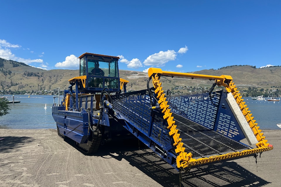 The Okanagan Basin Water Board (OBWB) unveiled its new milfoil harvester in Paddlewheel Park on the shores of Okanagan Lake Thursday, June 20, 2024.