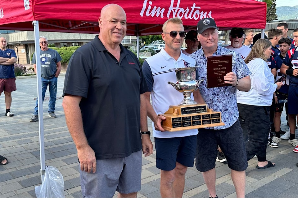 Sean Smith, coach of the VSS senior boys football team, won the leadership in sports trophy. / Bowen Assman- Morning Star Photo