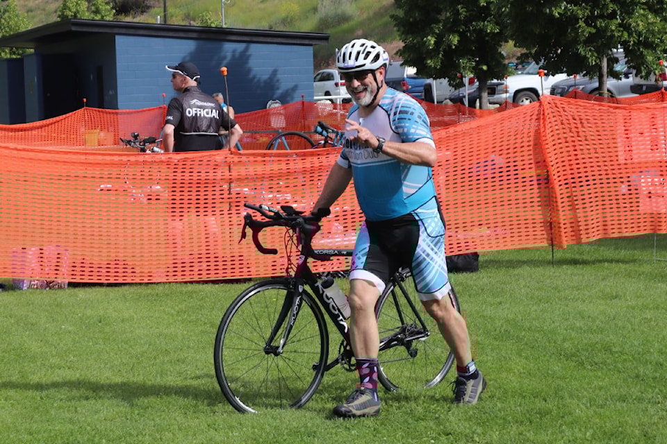 Happy camper Steve Bellmond smiles as he prepares for the cycling. 