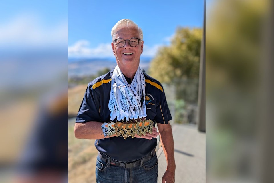 Vernon's David Poggemiller won eight medals in swimming – including seven gold – at the recent BC 55+ Games held in Salmon Arm.