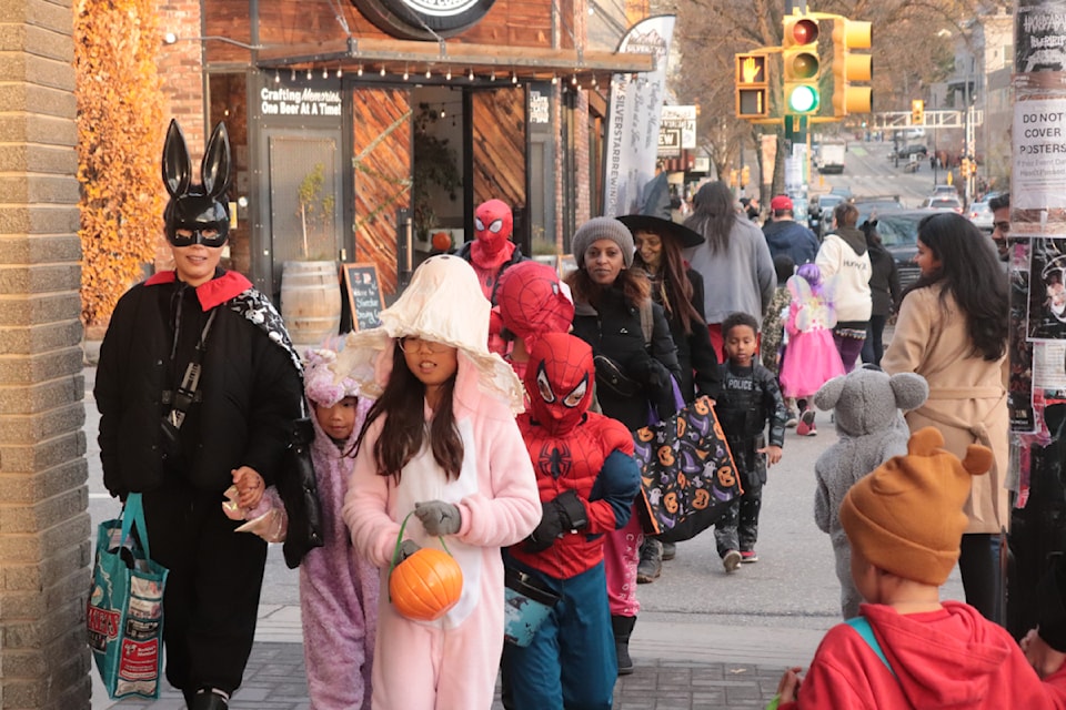 Kids dressed up in all sorts of fun Halloween costumes hit 30th Avenue in Vernon for the ever popular Treat Trail on Halloween night, Oct. 31, 2024. 