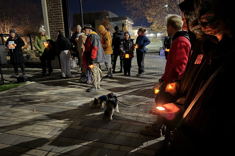 Roughly 70 people came to Spirit Square in Vernon to mark Transgender Day of Awareness Wednesday, Nov. 20, 2024. 