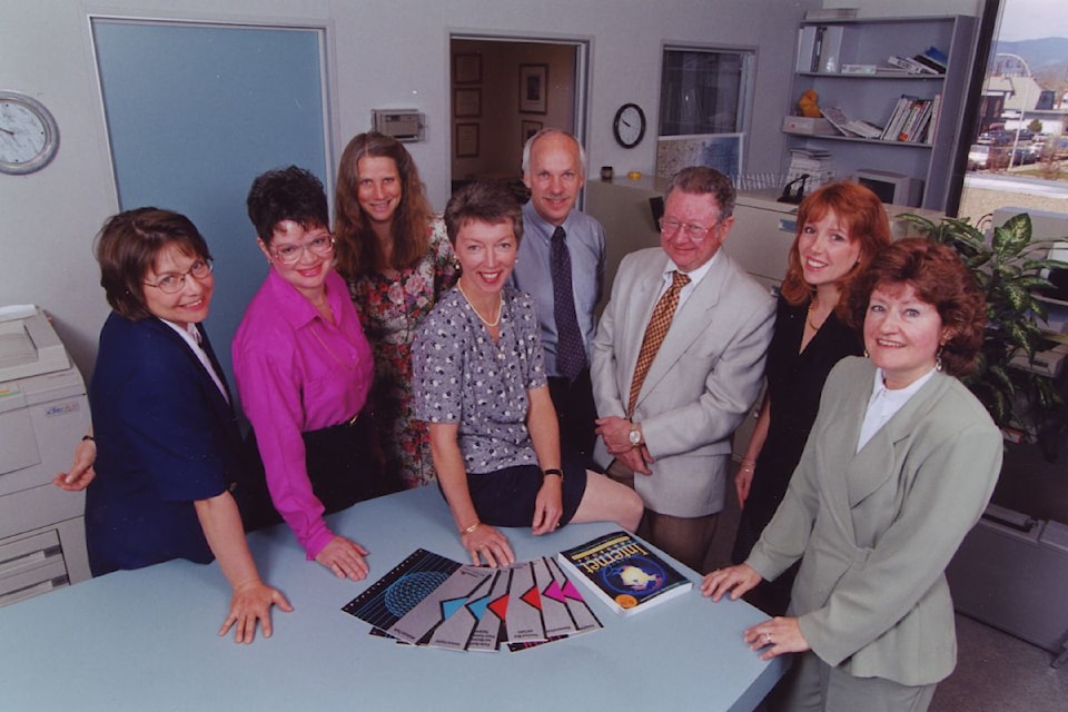 Early staff photo of Community Futures North Okanagan. The organization celebrates 40 years of service to the region Wednesday, Oct. 23.