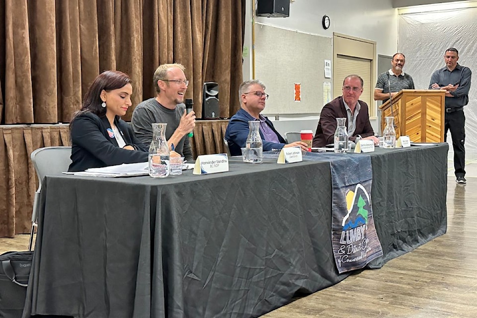 All registered candidates were present at the forum, put on by the Lumby and District Chamber of Commerce.