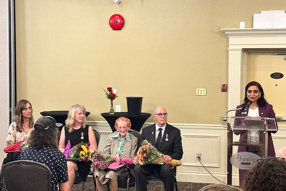 (from left to right): Sonja Gaudet, Leigha Horsfield, Helen Sidney and James Viel were presented their King Charles III Coronation medals at a special ceremony on Wednesday, Sep. 19.
