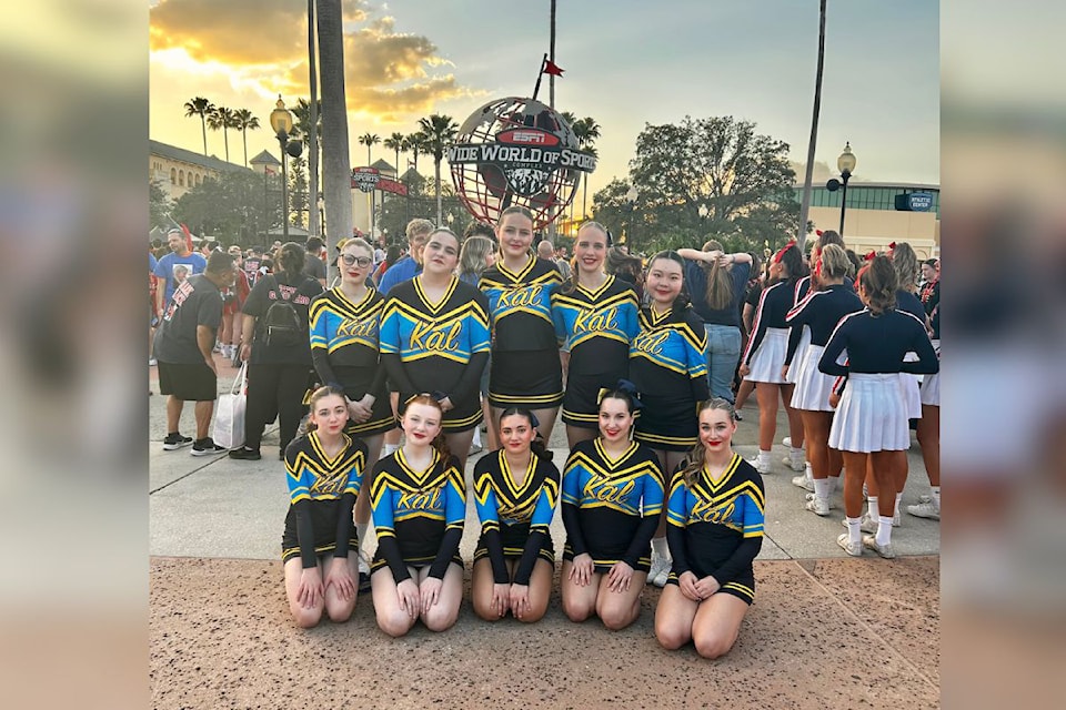 The Kal Cheer squad, made up of students from Vernon School District secondary schools, finished fourth at the World High School Cheerleading Championships in Orlando, Fla.