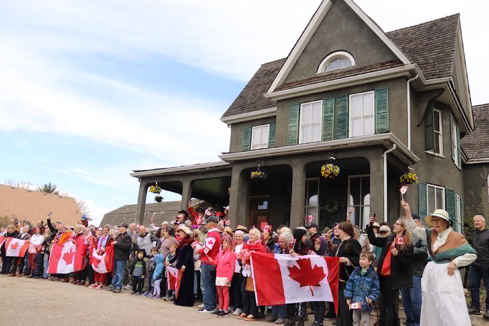 A large crowd of supporters came out to Historic O'Keefe Ranch in Spallumcheen Saturday, April 12, 2025, to support the ranch's mansion, which is in the running in the 2025 Next Great Save competition. 