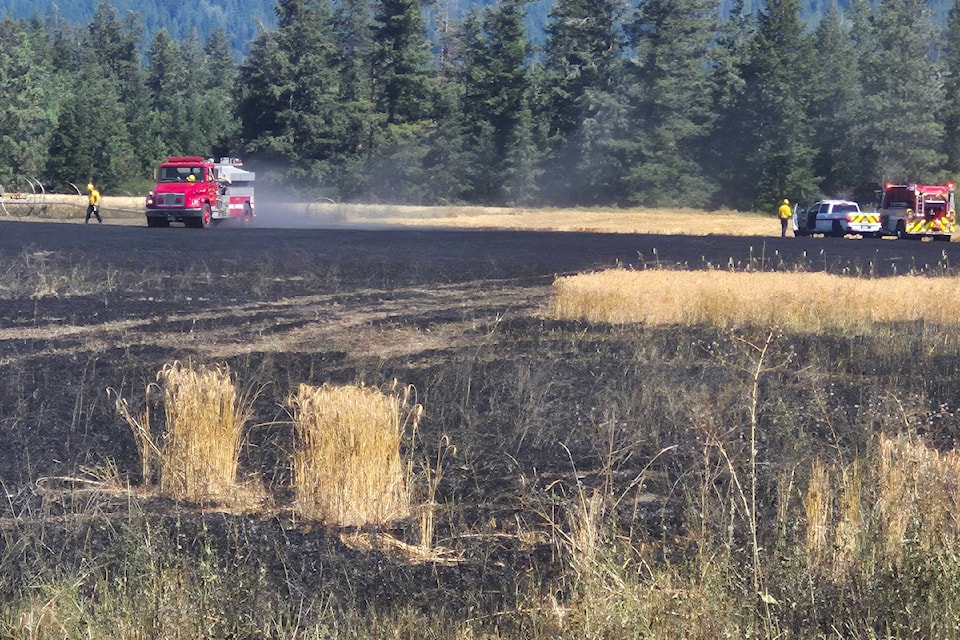 Armstrong Spallumcheen firefighters extinguished a grass fire off Pleasant Valley Road Aug. 12.