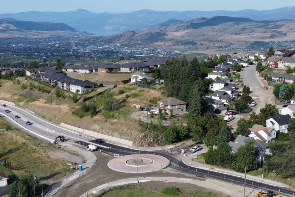The Silver Star Road roundabout is nearing completion next to the Foothills.
