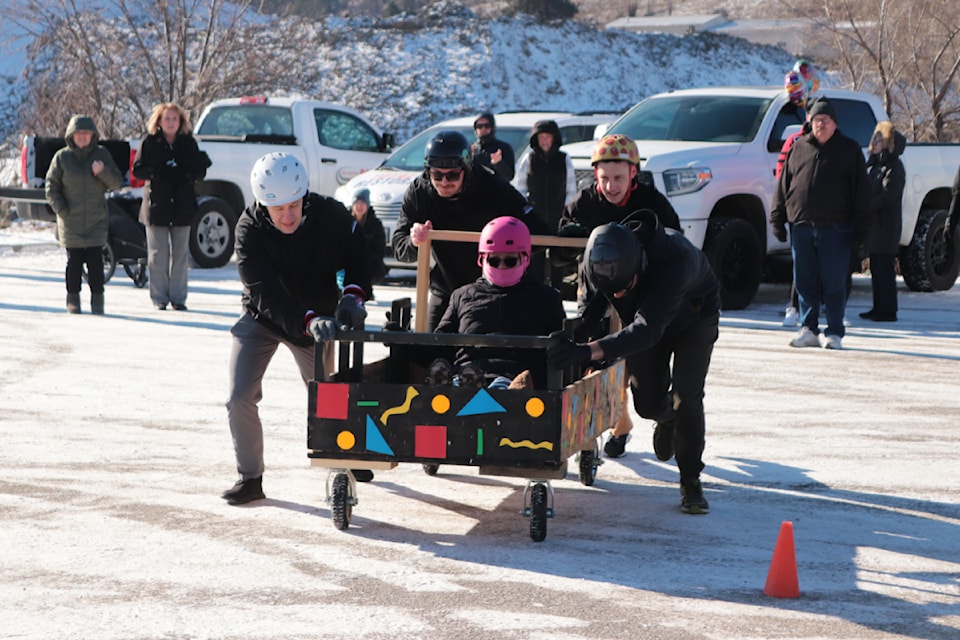 The fourth annual Vernon Winter Carnival Bed Races took place at the Kal Tire Place North parking lot Tuesday, Feb. 11, 2025, with Team Nixon Wenger coming out on top. 