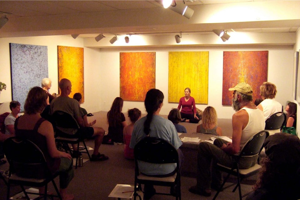 Coldstream author and host Heidi Thompson (in red) will give a demonstration on Vipassana Meditation at her Coldstream studio Wednesday, Feb. 26.