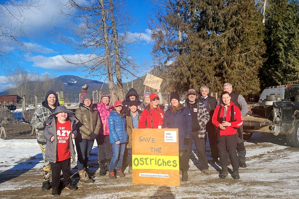 Protesters were at Universal Ostrich in Edgewood Jan. 24 in support of the farm and keeping the birds alive. 