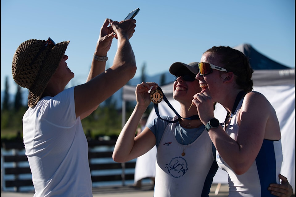 Sierra Munroe and Aida Mills posing in their celebration of the Provincial Champions title.