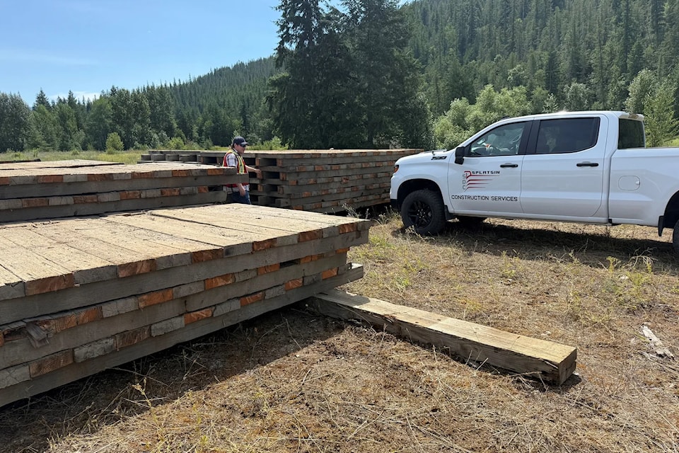 Splatsin Development Corporation has reclaimed wood from the historic Baxter Bridge to be used on the Shuswap North Okanagan Rail Trail.