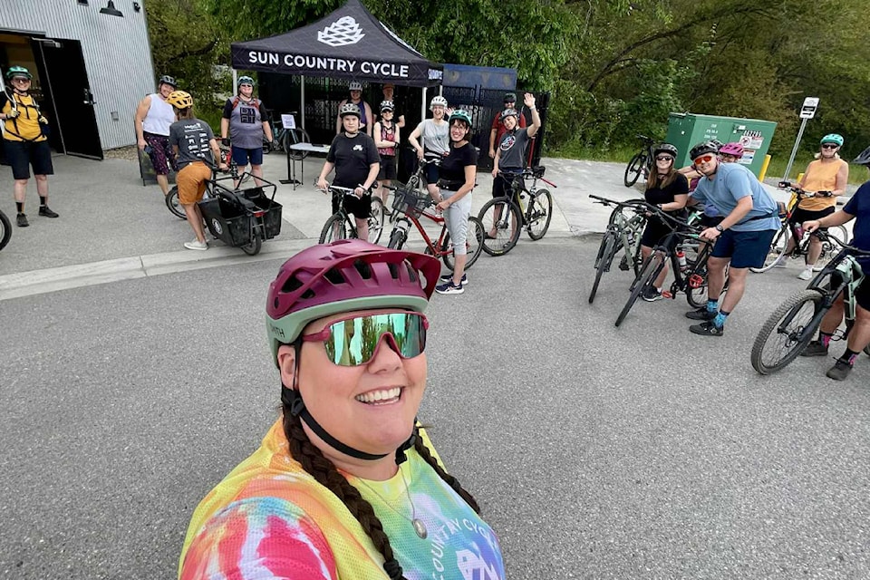 Dana Hudson (front) started an inclusive Vernon cycling group called EveryBody Bikes, which had its first ride on Thursday, June 5, 2025. 