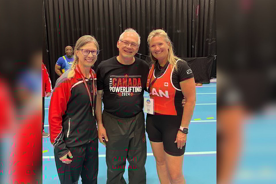 Vernon power lifters Teresa Gilman (from right) and Marc Vezina, with Team Canada coach/competitor Shauna Hammer from Kelowna, represented the country at the World Bench Press Championships in Norway May 18-25.