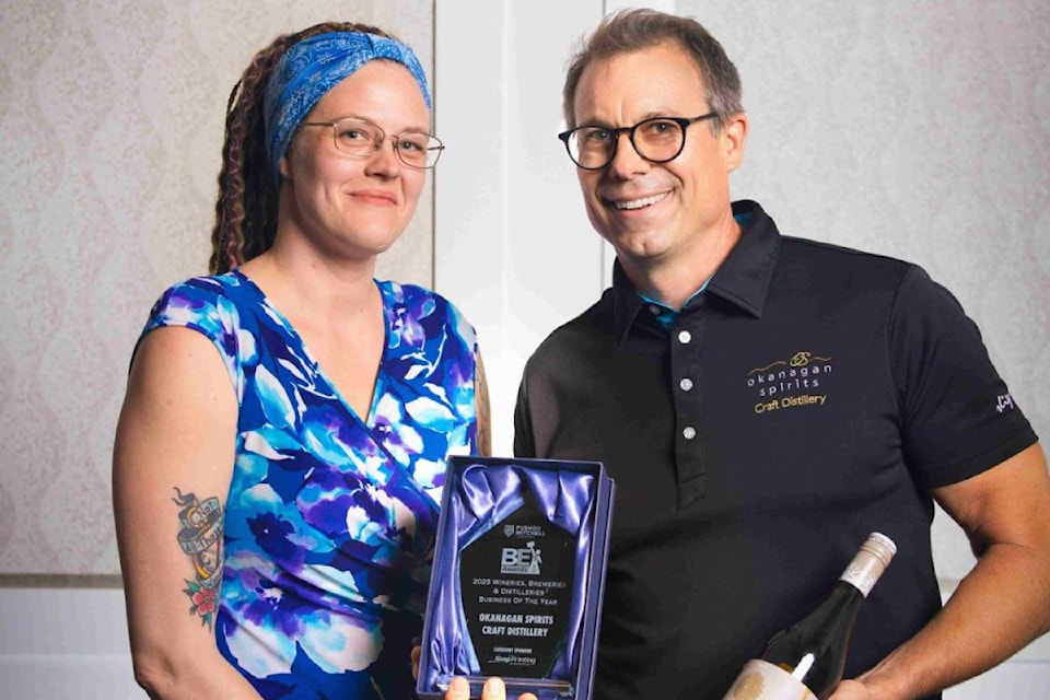 Vernon-based Okanagan Spirits Craft Distillery was among the winners at the annual Thompson Okanagan Business Excellence Awards, handed out Thursday, June 19, in Kelowna.