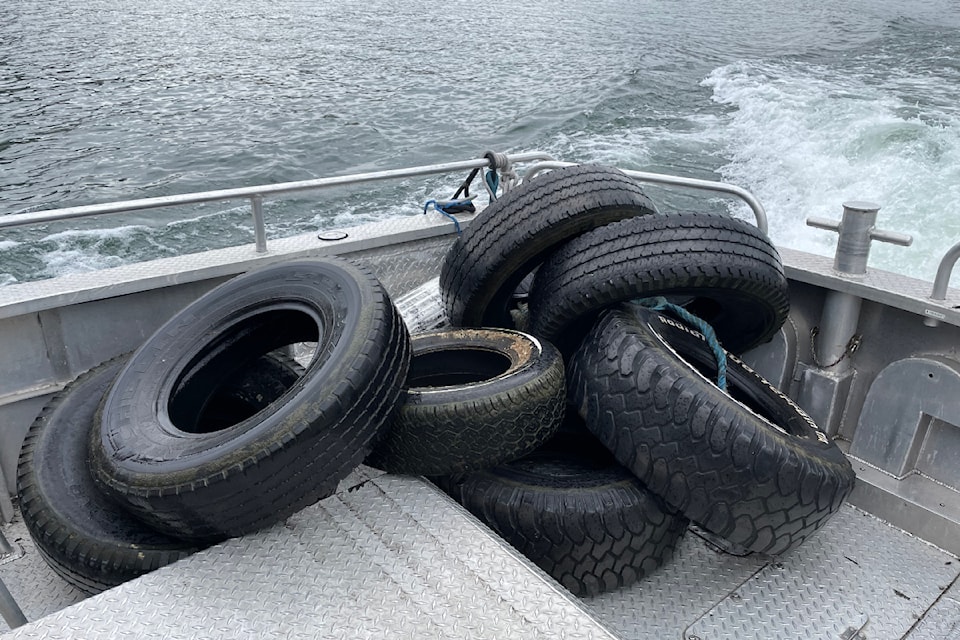 Vernon Search and Rescue removed a hazardous bundle of tires from Okanagan Lake over the weekend, the team said Monday, June 23, 2025. 