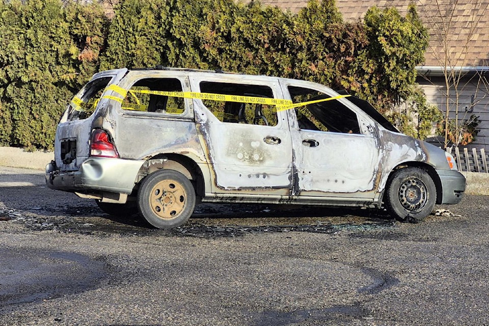 A grey mini-van was discovered on fire in the Village Market parking lot Tuesday morning, March 4.