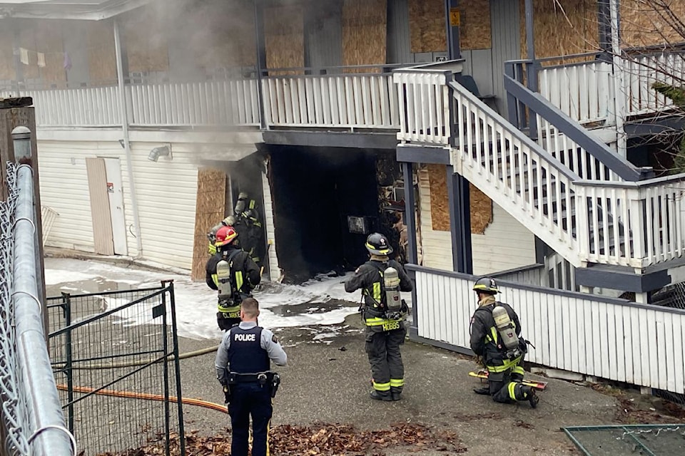 Vernon Fire Rescue Services and Vernon North Okanagan RCMP are on-scene at a fire at the Blue Stream Motel on 32nd Street.