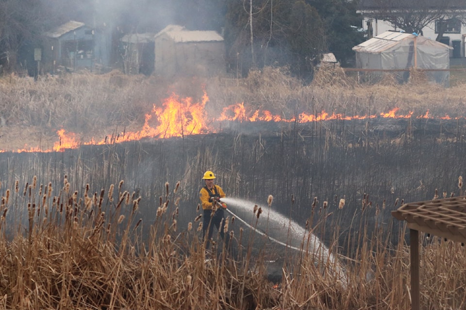 Vernon Fire Rescue Services snuffed a grass fire in the 6200 block of Okanagan Avenue Friday, March 21, 2025.