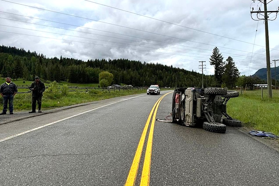 An overturned ATV on North Fork Road in Cherryville is believed to have been stolen.