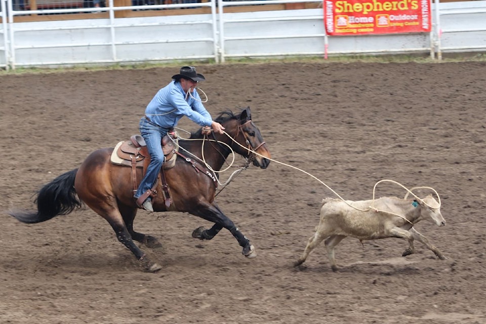 Tie-down roping started off the festivities on Sunday of the 105th Falkland Stampede