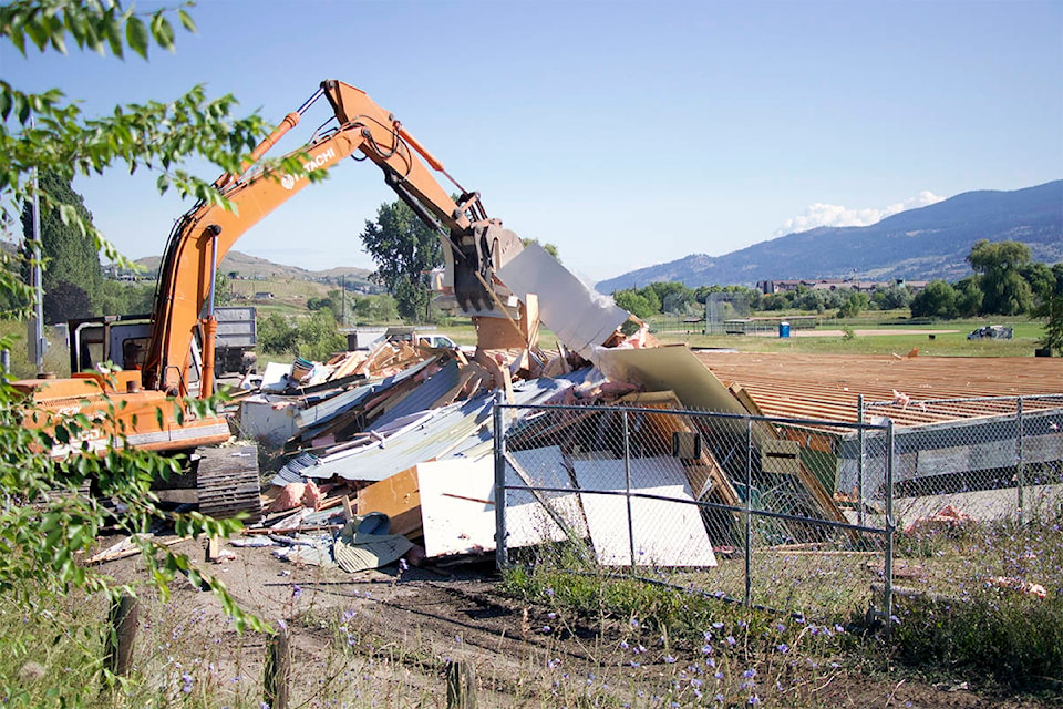 The historic Kin Race Track was demonlished Tuesday morning. (Brieanna Charlebois - Morning Star)