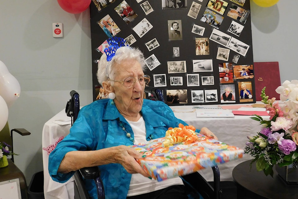 Ann Prowal celebrated her 100th birthday at a party put on by staff and her daughter, Marlene Schmor, at the Hamlets in Vernon on Aug. 14, 2020. (Contributed)