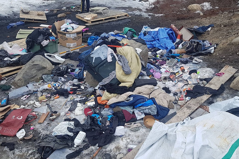 The Okanagan Forest Task Force cleaned over 1,400 pounds of garbage from Beaver Lake Road on March 14. (Supplied/Kane Blake)
